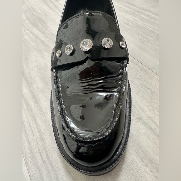 Kate Spade Patent Black Loafers with Rhinestone Accents - Picture 4 of 16